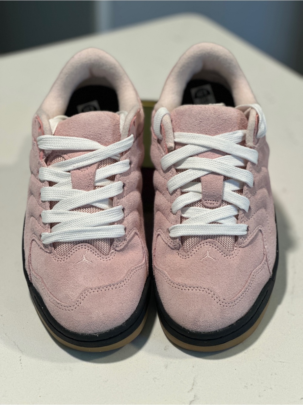 Jordan Pink Suede Low Sneaker with White Laces
